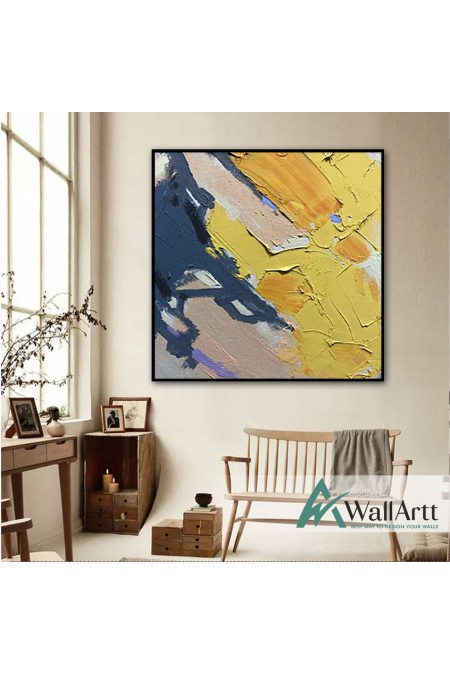 Abstract Yellow 3D Heavy Textured Partial Oil Painting
